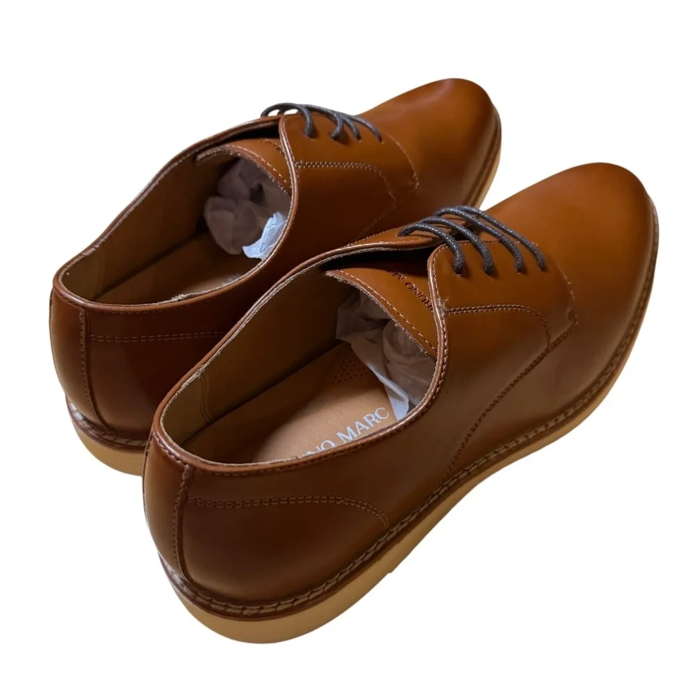 Bruno Marc Oxford Dress Shoes Men Size 13 Brown New Faux Leather Lace Up Formal